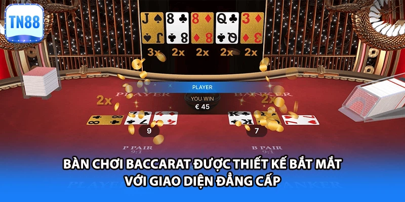 Bàn chơi Baccarat được thiết kế bắt mắt với giao diện đẳng cấp